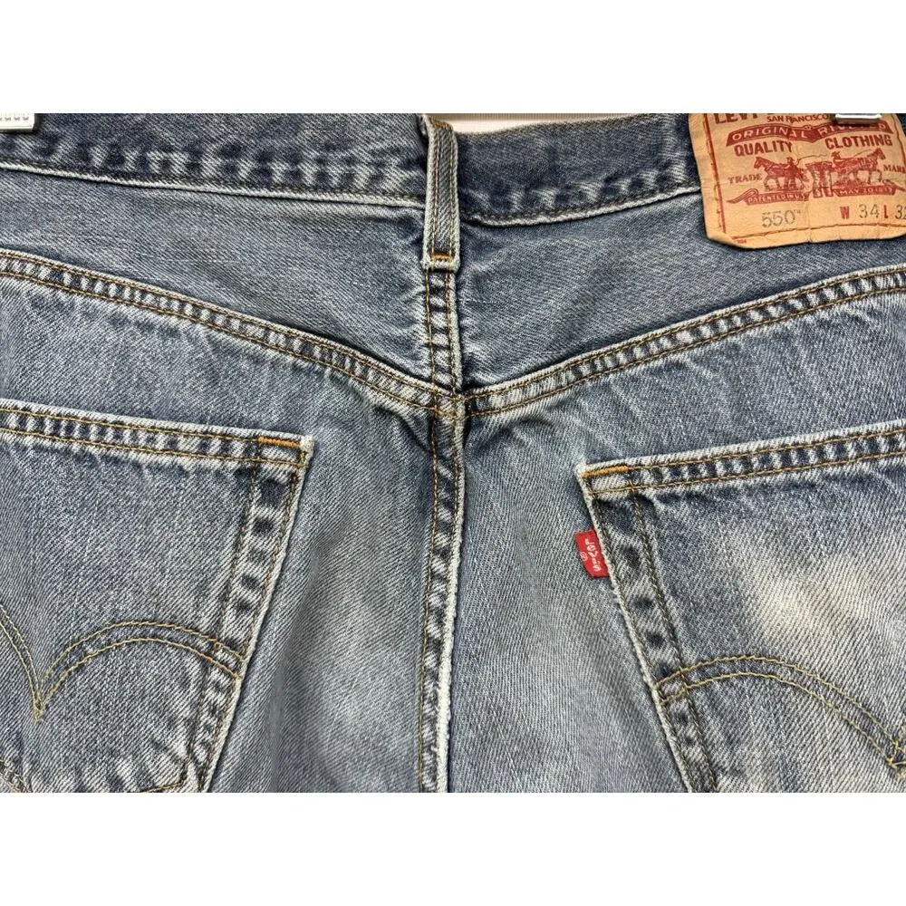 LEVIS 550 Mens 34x32 (32x30) Relaxed Fit Cotton Denim Blue Jeans